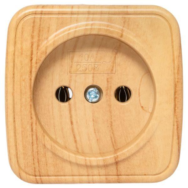 Розетка 1-м ОП Минск 10А IP20 без заземл. свет. дерево EKF EGR10-022-30