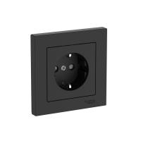 Розетка AtlasDesign 16А с заземл. защ. шторки быстрозажим. клем. в сборе карбон SE ATN001044S