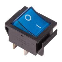Выключатель клавишный 250В 16А (4с) ON-OFF синий с подсветкой (1 шт/уп) REXANT