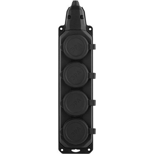 Колодка удлинителя 4-м с заземл. 16А IP44 K-4e-B-IP44 каучук черн. Эра Б0044546