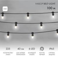 Набор ЕВРО Belt-Light 2 жилы, 100м, шаг 40см, 225 LED ламп, цвет свечения белый, 45мм (6 LED) NEON-NIGHT