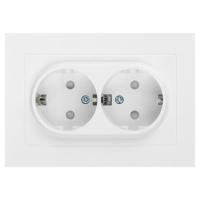 Розетка 2-м СП Accent 6-208-01 16А IP20 250В 2P+E Schuko со шторками AL/CU бел. Intro Б0063528