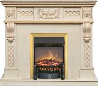 Royal Flame Каминокомплект Corsica - Слоновая кость с патиной (Ширина 1100) с очагом Fobos FX M Brass