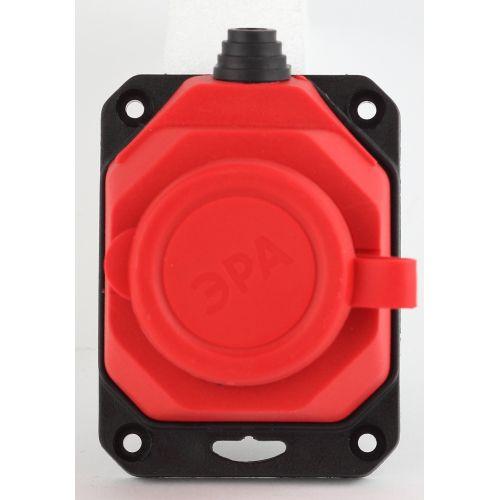 Колодка удлинителя 1-м с заземл. 16А IP44 K-1e-RED-IP44 каучук красн. Эра Б0044550