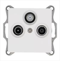 Розетка телевизионная оконечная TV + FM + SAT 3-м Ф9.5мм механизм бел. глянцевый Jasmart G6206W