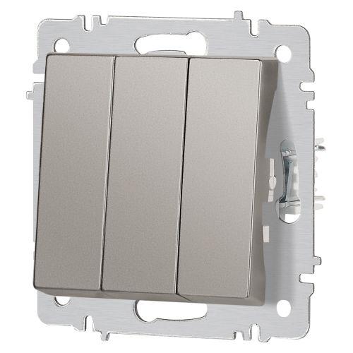 Выключатель 3-кл. СП Accent 6-106-09 10А IP20 250В AL/CU титан Intro Б0063549