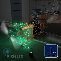 Светодиодная гирлянда Rich LED 10 м, 100 LED, 24 В, соединяемая, зеленая, черный провод,