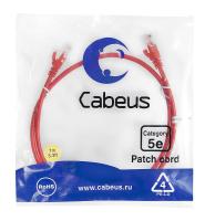 Патч-корд U/UTP кат.5E PC-UTP-RJ45-Cat.5e-1m-RD 2xRJ45/8p8c неэкранир. PVC 1м красн. Cabeus 7674c