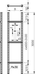 Лоток лестничный 200х50 L3000 сталь SLM 50 C40 2 FT 3000 FS гор. оцинк. OBO 6010466