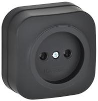 Розетка ОП GLORY РС20-2-ХЧм 10А без заземл. без защ. шторок черн. матов. IEK ERH10-K02M-10
