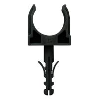 Держатель для труб (клипса) d32мм с дюбелем черн. (в малой упак.) (уп.10шт) Промрукав PR13.0306