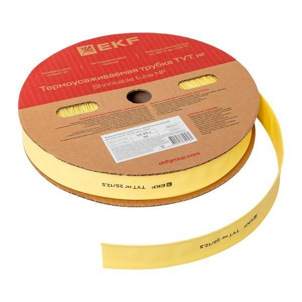Трубка термоусадочная ТУТ нг 25/12.5 желт. PROxima (уп.50м) EKF tut-25-y