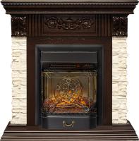 Royal Flame Каминокомплект Luxemburg (каменный) - Сланец/Темный дуб с очагом Majestic FX M Black RC