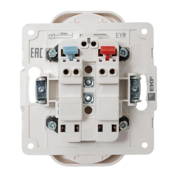 Розетка 2-м СП Стокгольм 10А IP20 без заземл. защ. шторки механизм бел. PROxima EKF EYR10-102-10