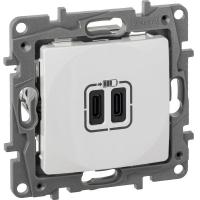 Устройство зарядное Etika с 2-мя USB разъемами C и C 240В/5В 3000мА бел. IEK 672235