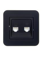 Розетка компьютерная+телефонная 2-м СП ASTI RJ45 + RJ11 в сборе черн. бархат LEZARD 7081-4242-143