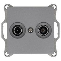 Розетка телевизионная проходная TV + FM 2-м Ф9.5мм механизм алюм. Jasmart G6205S