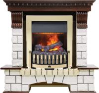 Dimplex Каминокомплект Pierre Luxe угловой - Темный дуб / Белый (Высота 1020мм) с очагом Danville Brass FB2