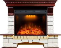 Royal Flame Каминокомплект Pierre Luxe угловой - Темный дуб / Белый (Ширина 1280мм) с очагом Emerald 28