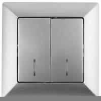 Выключатель 2-кл. СП Solo 4-105-03 10А 250В IP20 с подсветкой Solo алюм. Intro Б0053595