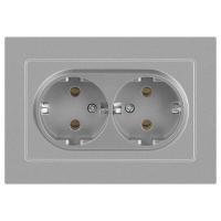 Розетка 2-м СП Accent 6-205-03 16А IP20 250В 2P+E Schuko AL/CU алюм. Intro Б0063490