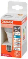 Лампа светодиодная LED Star 5Вт 6500К холод. бел. E27 470лм A угол пучка 180град. 170-250В (замена 40Вт) матов. пластик OSRAM 4058075695627