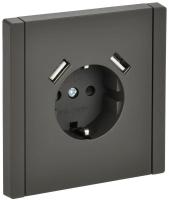 Розетка FORTE&PIANO FP345 16А USB A+A 3.1А с заземл. защ. шторки винт. крепл. сер. IEK FP-R14-16-U21-D31-K03