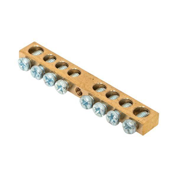 Шина PEN "ноль-земля" 6х9 8 отвер. латунь крепеж по центру розн. стикер PROxima EKF sn0-63-08-r