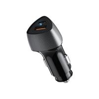 Автомобильное зарядное устройство c двумя портами (USB-A QC 3.0 + USB-C PD) cо световой индикацией, 20Вт, черное REXANT
