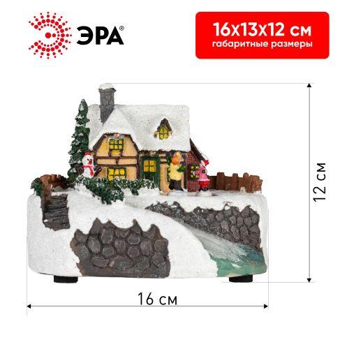 Фигура светодиодная новогодняя EFIS-S02 композиция Деревня мультиколор 3хАА 16х13х12см Эра Б0060481