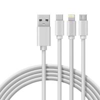 Кабель USB 3в1 Type-С (3A), Lightning (2,4A), micro USB (2A) 1м, ПВХ REXANT
