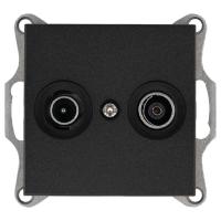 Розетка телевизионная проходная TV + FM 2-м Ф9.5мм механизм антрацит Jasmart G6205B