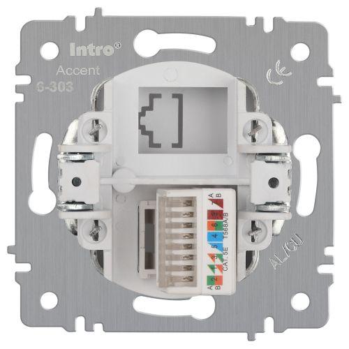 Розетка компьютерная 1-м СП Accent 6-303-01 RJ45 IP20 бел. Intro Б0063624