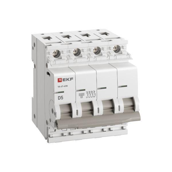 Выключатель автоматический модульный 4п D 5А 6кА ВА 47-63N PROxima EKF M636405D