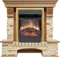 Royal Flame Каминокомплект Pierre Luxe - Дуб / Сланец с очагом Majestic FX Brass