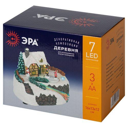 Фигура светодиодная новогодняя EFIS-S02 композиция Деревня мультиколор 3хАА 16х13х12см Эра Б0060481