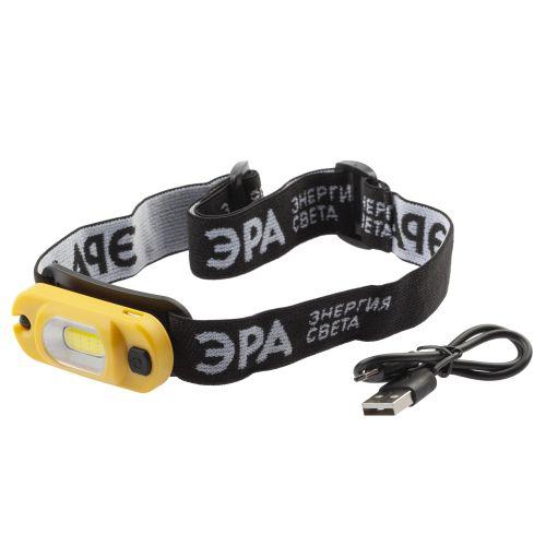 Фонарь аккумуляторный налобный светодиодный рабочий GA-801 мощный яркий 4 режима желт./черн. Эра Б0061089