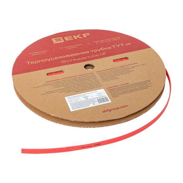 Трубка термоусадочная ТУТ нг 8/4 красн. (уп.100м) EKF tut-8-r