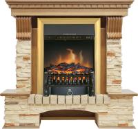 Royal Flame Каминокомплект Pierre Luxe - Дуб / Сланец с очагом Fobos FX Brass