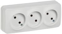 Розетка 3-м ОП GLORY РС23-2-ХБм 10А без заземл. без защ. шторок бел. матов. IEK ERH30-K01M-10