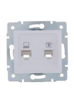 Розетка компьютерная + телефонная 2-м СП Karina RJ45 + RJ11 механизм бел. LEZARD 707-0288-143
