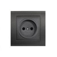 Розетка 1-м СП Бриллиант 16А IP20 без заземл. в сборе графит Universal 7947588-Gr
