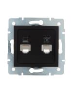 Розетка компьютерная + телефонная 2-м СП Karina RJ45 + RJ11 механизм черн. бархат LEZARD 707-4288-143