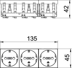 Розетка 3-м 3мод. STD-D0 AL3 16А 250В 0град. с заземл. защ. шторки алюм. OBO 6120052