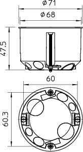 Коробка монтажная 68х47х68мм HG 60 PP для полых стен OBO 2003414