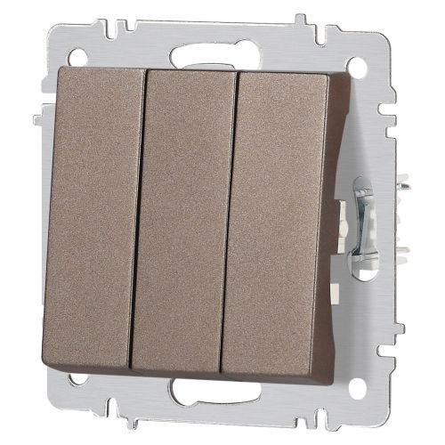 Выключатель 3-кл. СП Accent 6-106-08 10А IP20 250В AL/CU бронза Intro Б0063547
