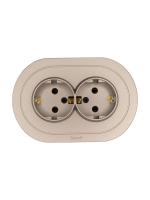 Розетка 2-м СП OSEN с заземл. ПБТ круглая механизм титан LEZARD 744-3700-127B