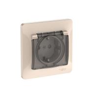 Розетка Glossa 16А IP44 с заземл. защ. шторки с крышкой быстрозажим. клем. в сборе беж. SE GSL000248S