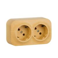 Розетка 2-м ОП Quteo 16А IP20 250В 2х2P+E с заземл. без защ. шторок дерево IEK 782293