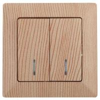 Выключатель 2-кл. СП Solo 4-105-11 10А IP20 250В с подсветкой сосна Intro Б0053600